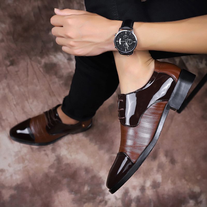 Men's Leather Dress Shoes Plus Size - Brown