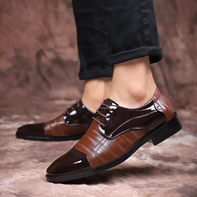 Men's Leather Dress Shoes Plus Size - Brown