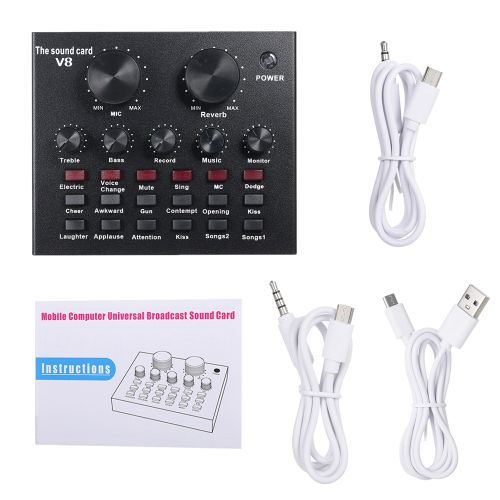 V8 Audio USB External Sound Card-Live Stream Audio Interface