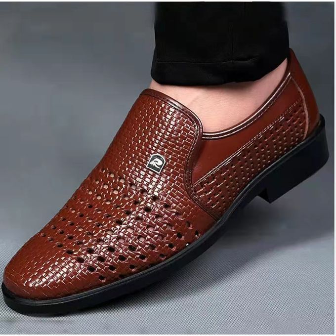 Leather Shoes Men's Formal Shoes With Soft Soles Sandals Brown