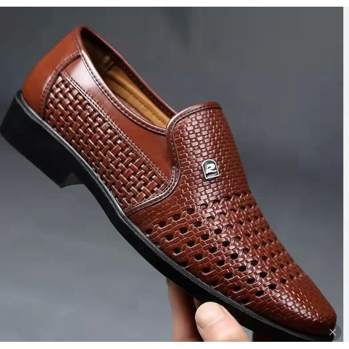 Leather Shoes Men's Formal Shoes With Soft Soles Sandals Brown