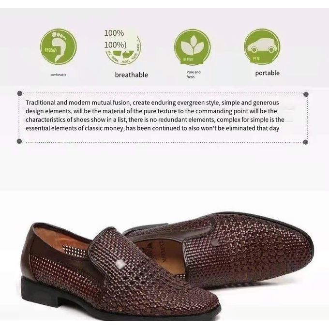 Leather Shoes Men's Formal Shoes With Soft Soles Sandals Brown