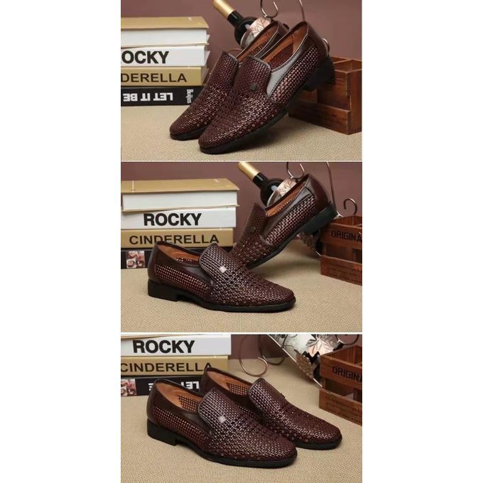 Leather Shoes Men's Formal Shoes With Soft Soles Sandals Brown