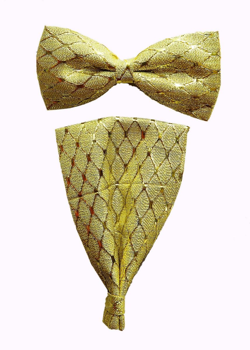 Men's Bow-tie With Pocket Filler - Gold