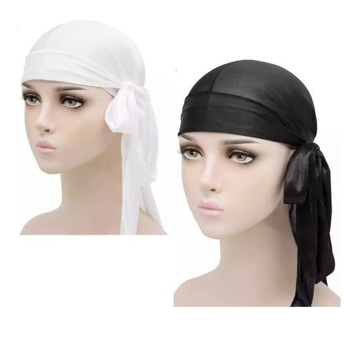 2 Piece Premium Black And White Durag For Men And Women- Unisex Durag