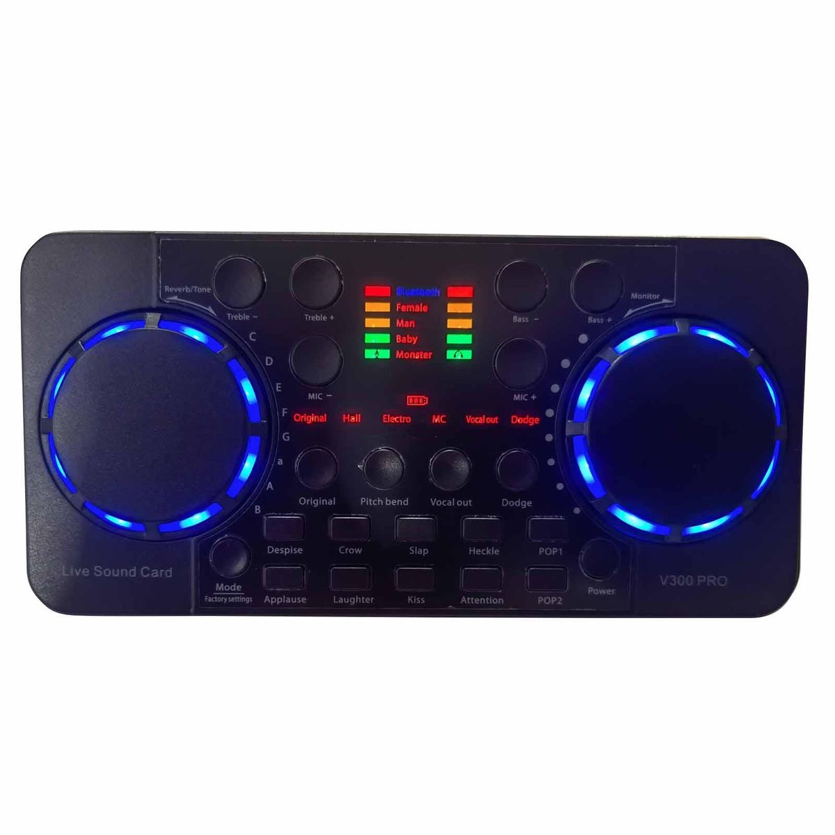 V300 Pro Live Sound Card Multifunctional Rechargeable BT Sound Card for Singing/Live Broadcasting/ Recording Voice and Music Compatible with Computer and Smart Phone
