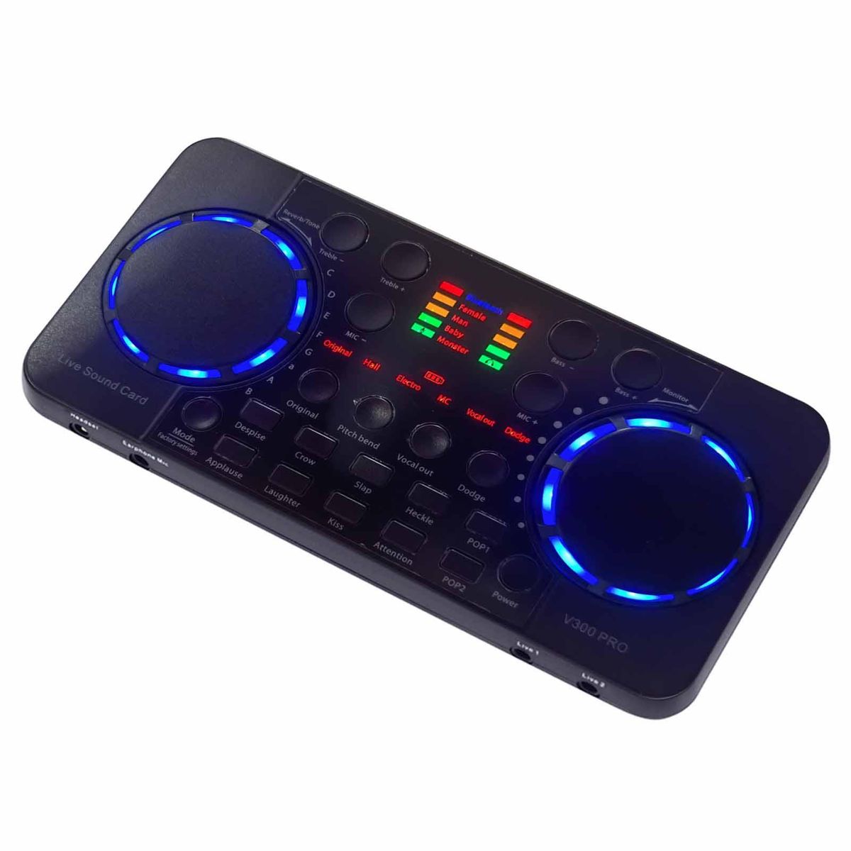 V300 Pro Live Sound Card Multifunctional Rechargeable BT Sound Card for Singing/Live Broadcasting/ Recording Voice and Music Compatible with Computer and Smart Phone