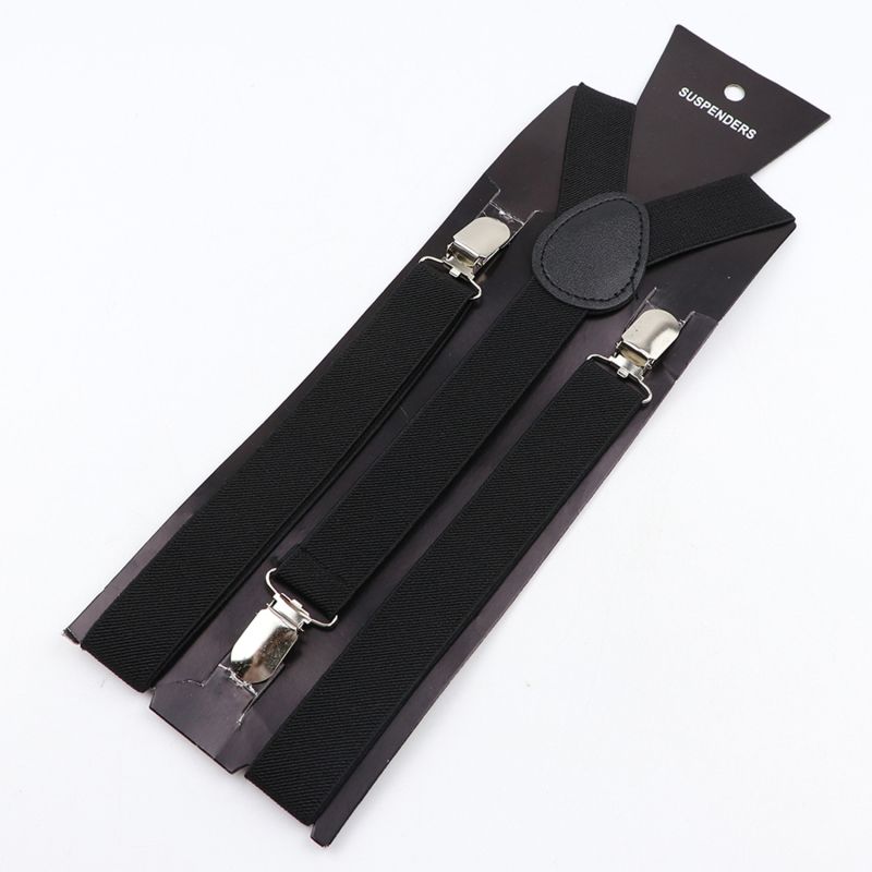 4 Clips Black Colored Men's Suspenders For Men 2.5/2cm Women's Pants With
