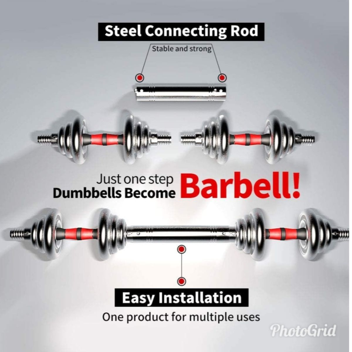 30KG Boxed Chrome Dumbbell With Barbell Extension