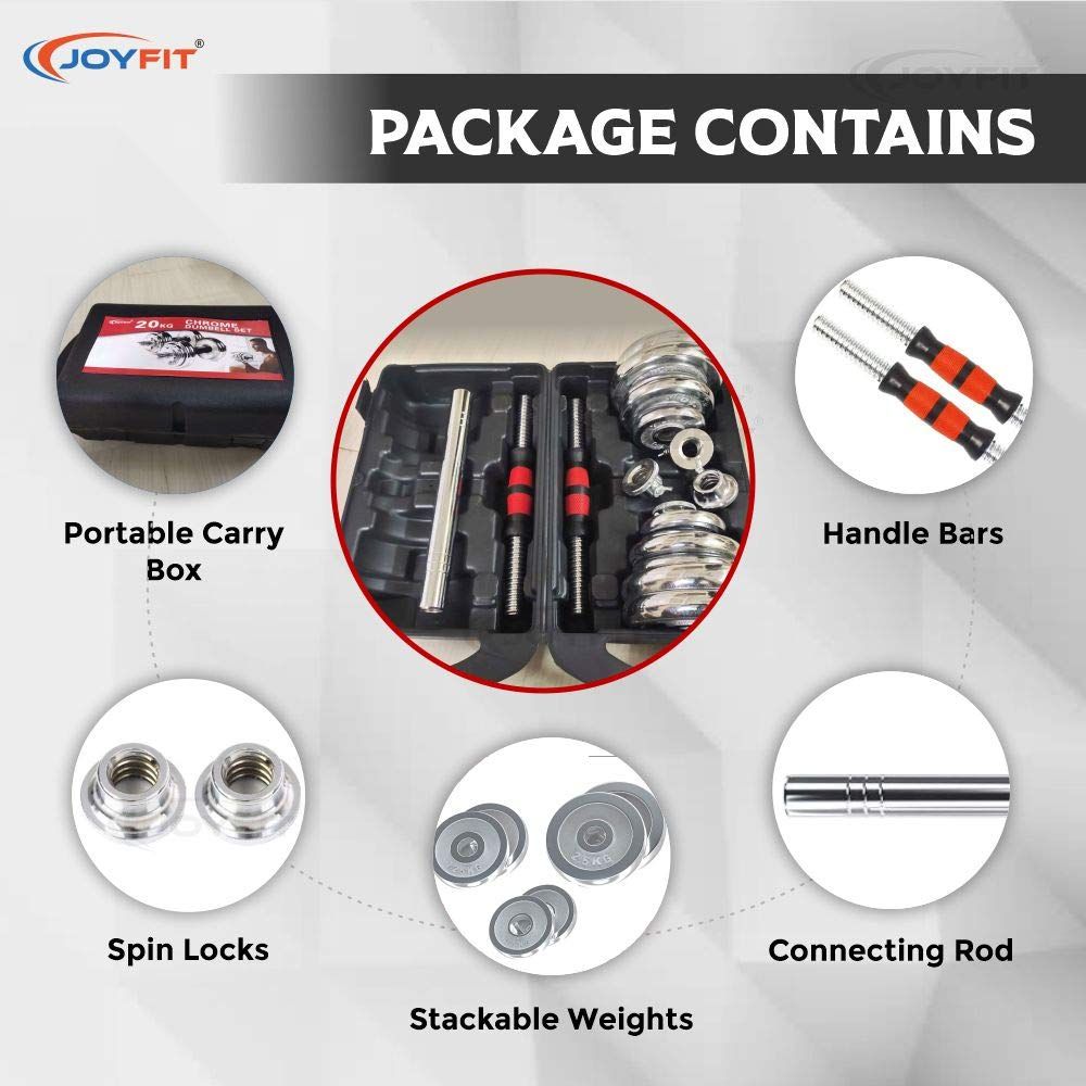 Convertible 20KG Dumbbells Set +30CM Barbell Connector+Case