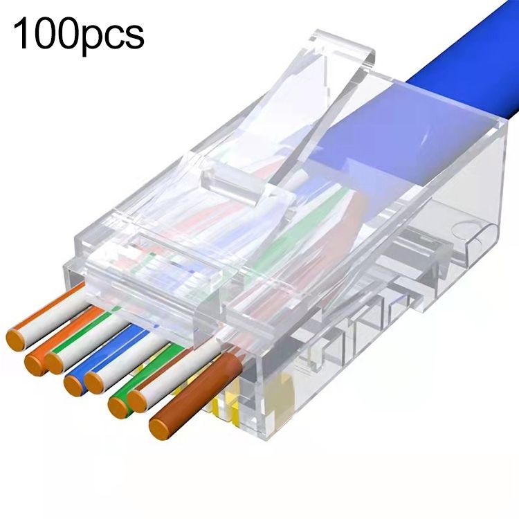 100pcs RJ45 Connector Pass Through Modular Plug, Gold: 3u