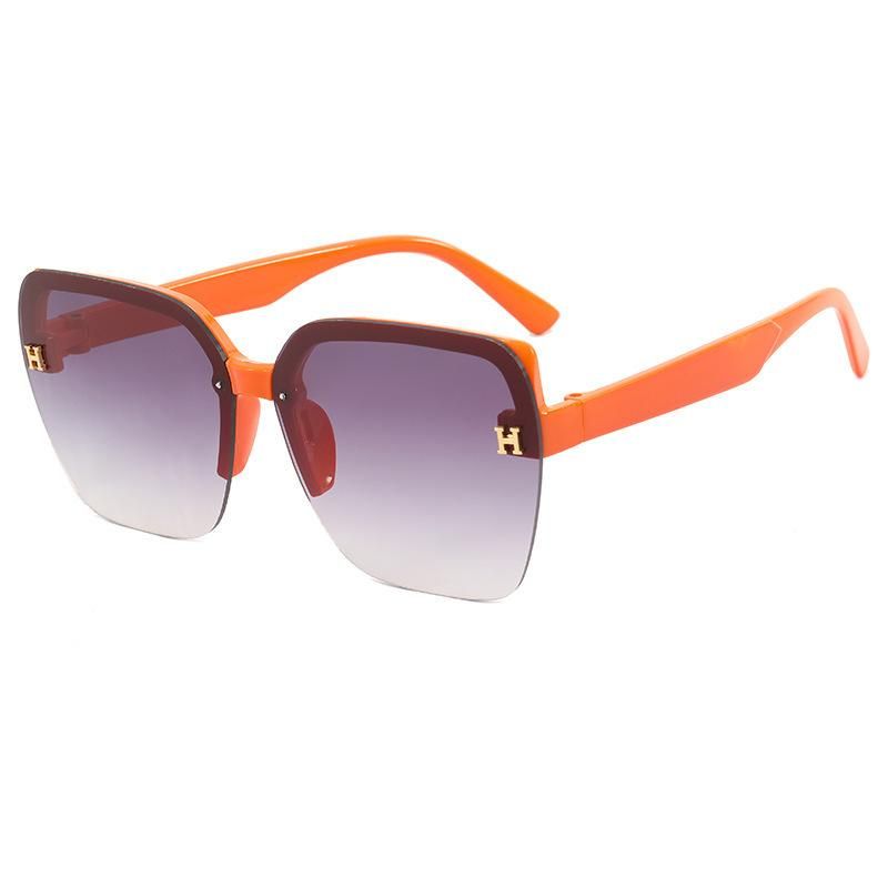 New Sunglasses H Trend Korean-Style Glasses Fashion Street Shooting Large Frame Internet Celebrity Half Frame Box Ins Sunglasses