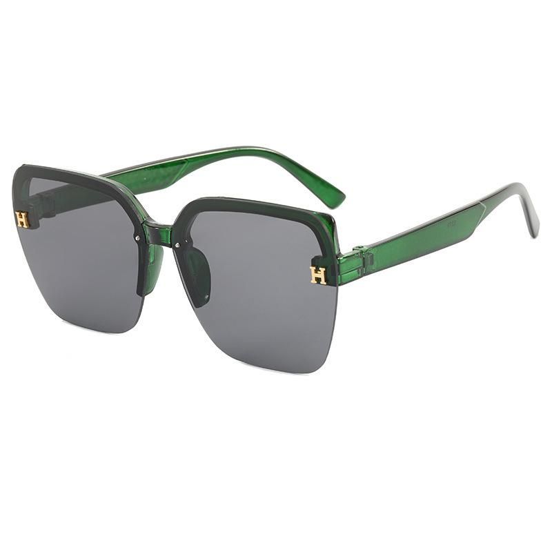 New Sunglasses H Trend Korean-Style Glasses Fashion Street Shooting Large Frame Internet Celebrity Half Frame Box Ins Sunglasses