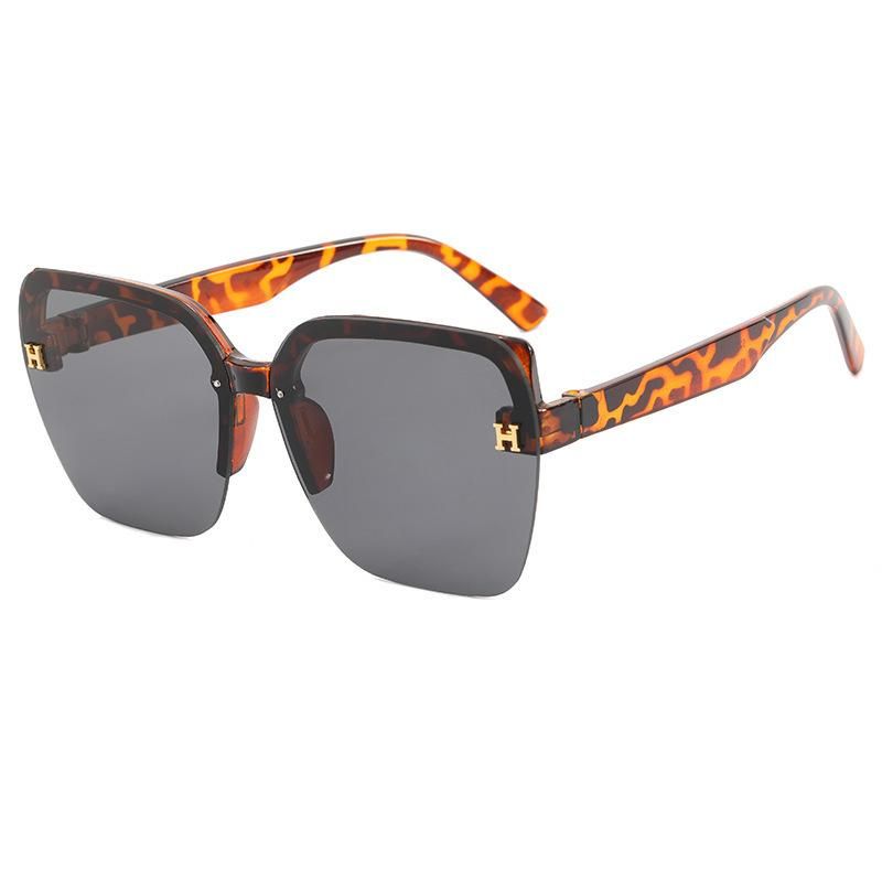 New Sunglasses H Trend Korean-Style Glasses Fashion Street Shooting Large Frame Internet Celebrity Half Frame Box Ins Sunglasses