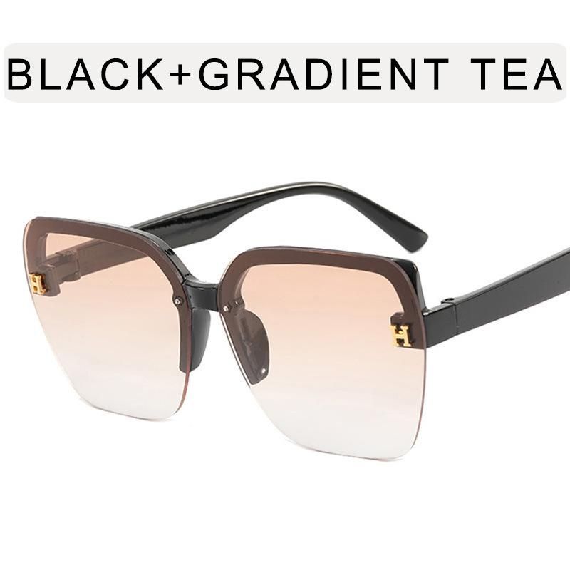 New Sunglasses H Trend Korean-Style Glasses Fashion Street Shooting Large Frame Internet Celebrity Half Frame Box Ins Sunglasses