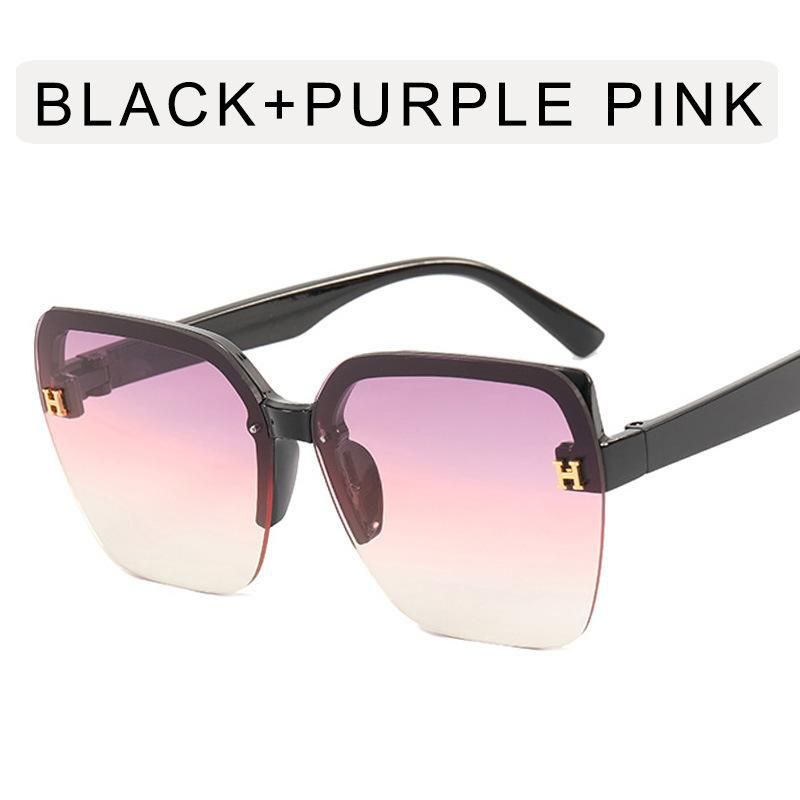 New Sunglasses H Trend Korean-Style Glasses Fashion Street Shooting Large Frame Internet Celebrity Half Frame Box Ins Sunglasses