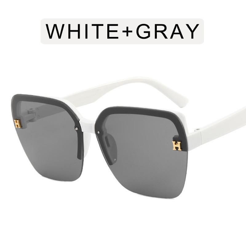 New Sunglasses H Trend Korean-Style Glasses Fashion Street Shooting Large Frame Internet Celebrity Half Frame Box Ins Sunglasses