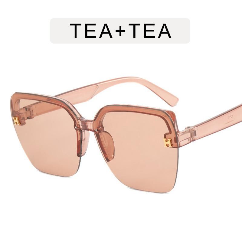 New Sunglasses H Trend Korean-Style Glasses Fashion Street Shooting Large Frame Internet Celebrity Half Frame Box Ins Sunglasses