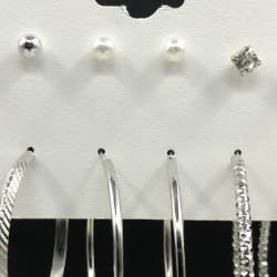 6 In 1 Studs And Hoops Earring- Silver
