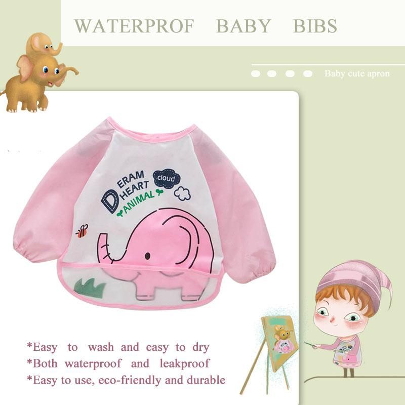 4PCS  Cartoon Animals Children Feeding Smock Bib