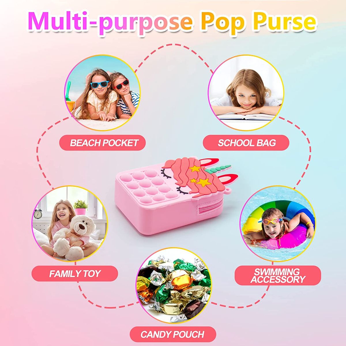 PopIts Fidget Toys Shoulder Bags Unicorn