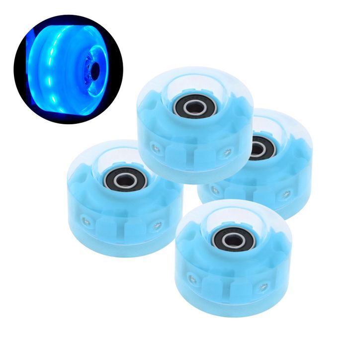 8x Quad Roller Skate Wheels Light Up W/ Bearings Double Row Skateboard