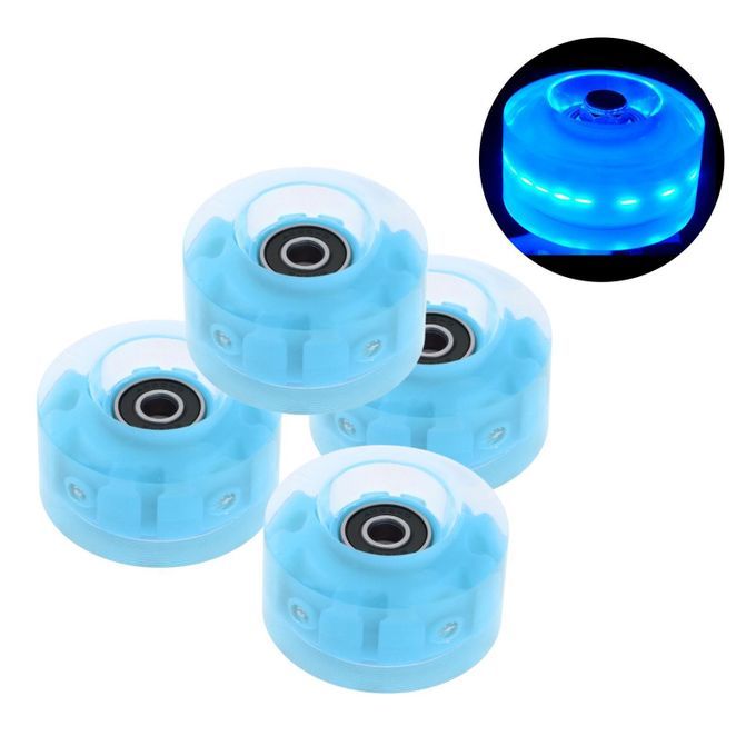 8x Quad Roller Skate Wheels Light Up W/ Bearings Double Row Skateboard