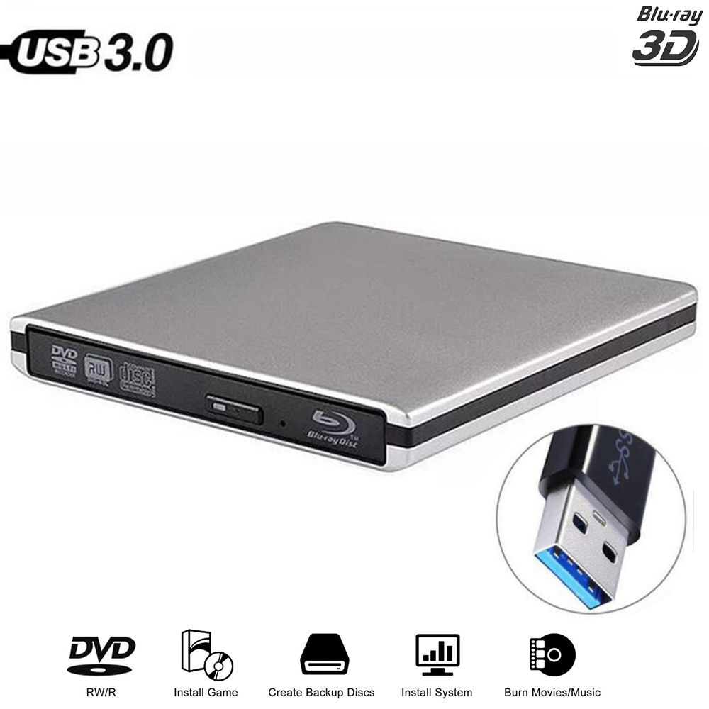 Bluray USB 3.0 External DVD Drive Blu-ray Combo BD-ROM 3D Player DVD RW Burner Writer For Laptop Computer PC HP ACER ASUS