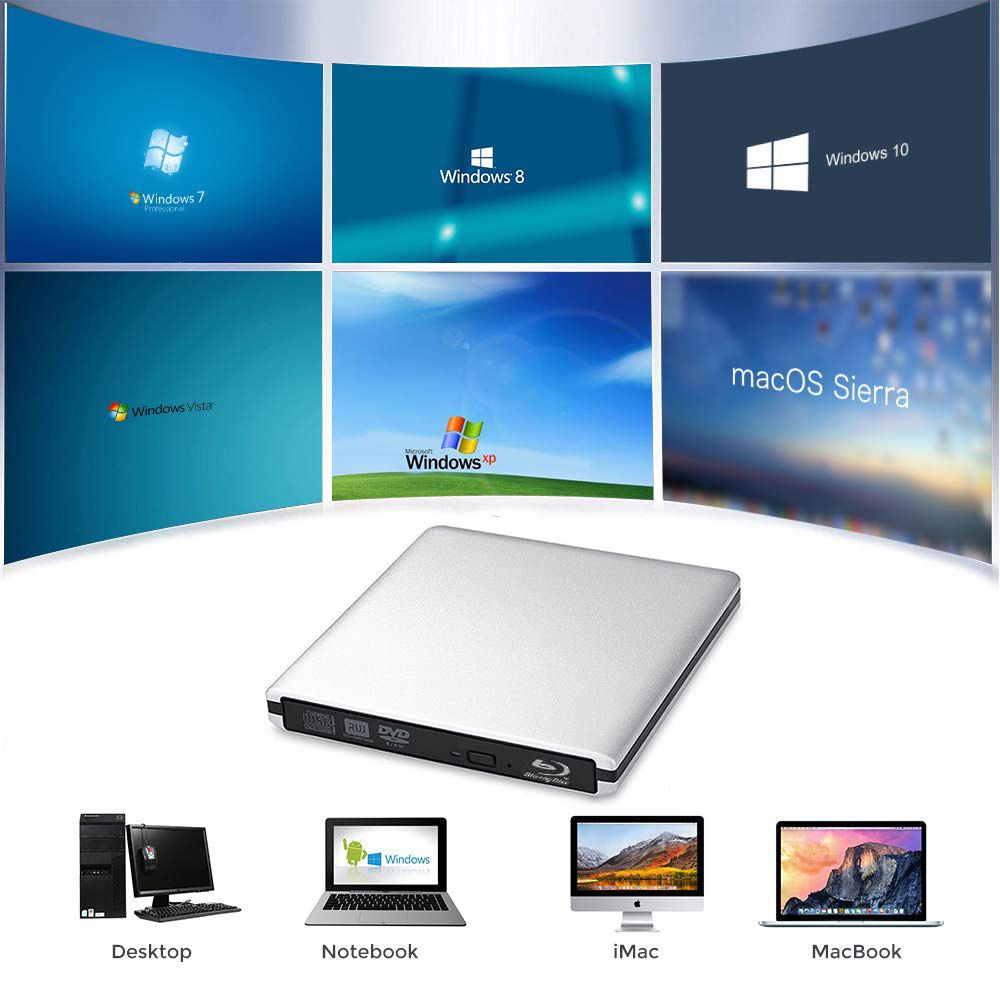 Bluray USB 3.0 External DVD Drive Blu-ray Combo BD-ROM 3D Player DVD RW Burner Writer For Laptop Computer PC HP ACER ASUS