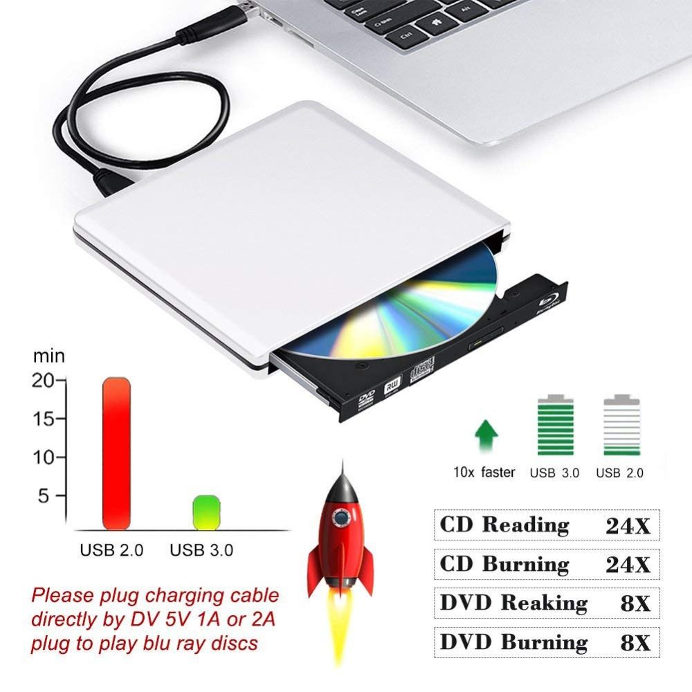 Bluray USB 3.0 External DVD Drive Blu-ray Combo BD-ROM 3D Player DVD RW Burner Writer For Laptop Computer PC HP ACER ASUS