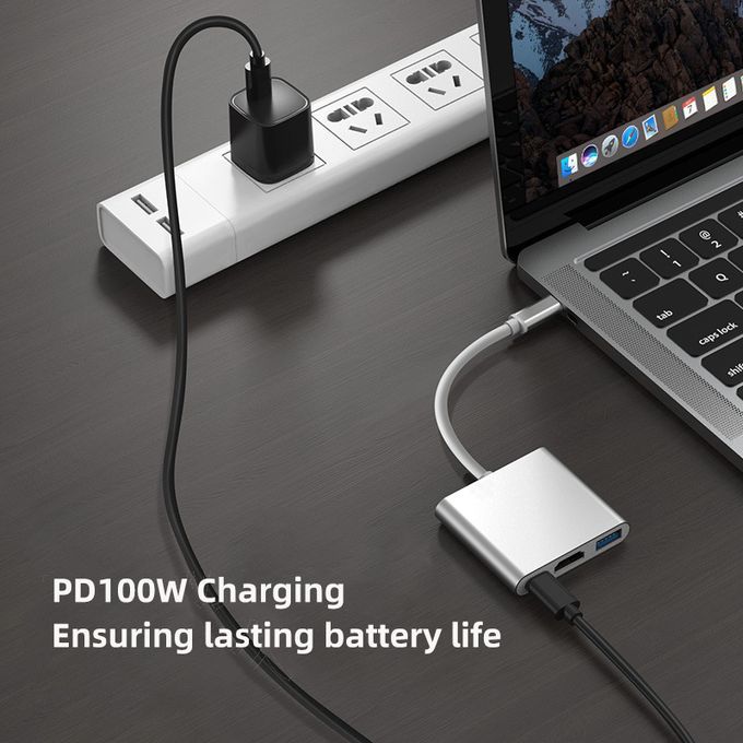 3 In 1 USB Type C Hub HDMI 4K Adapter Converter