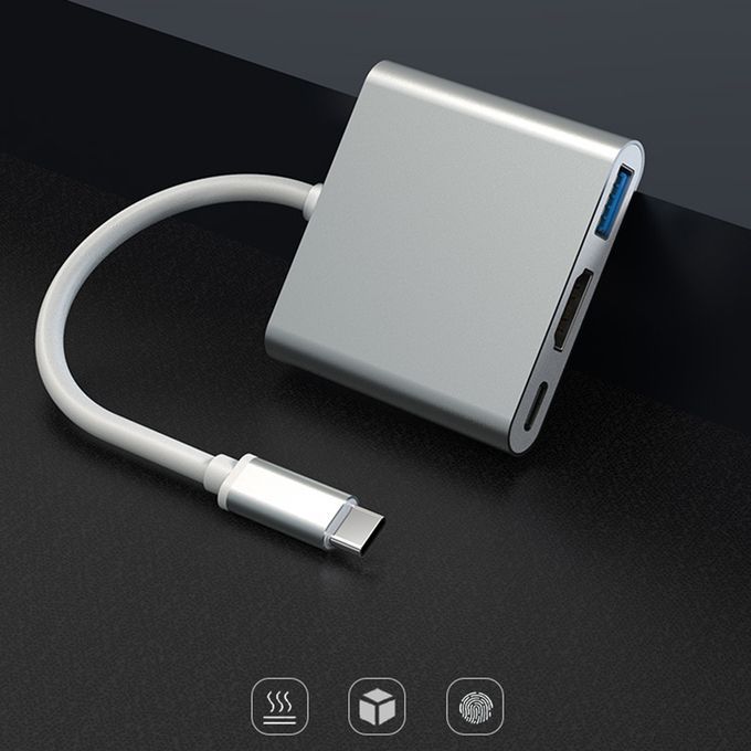 3 In 1 USB Type C Hub HDMI 4K Adapter Converter