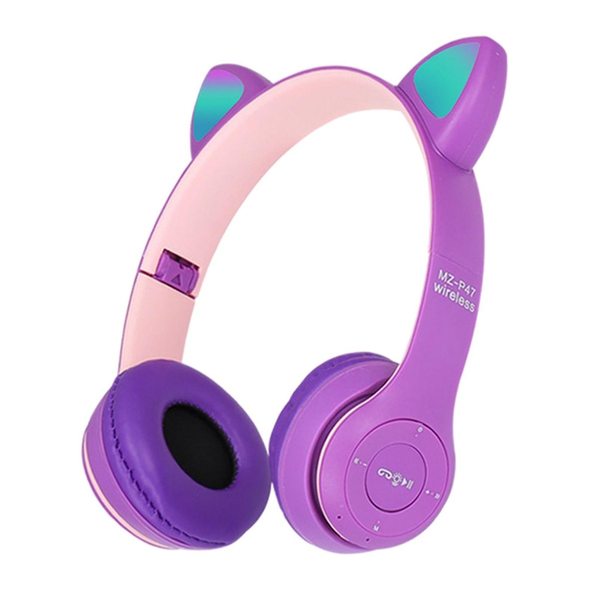 Cat Ears Wireless Headset Stereo Cute Noise Cancellation For Purple