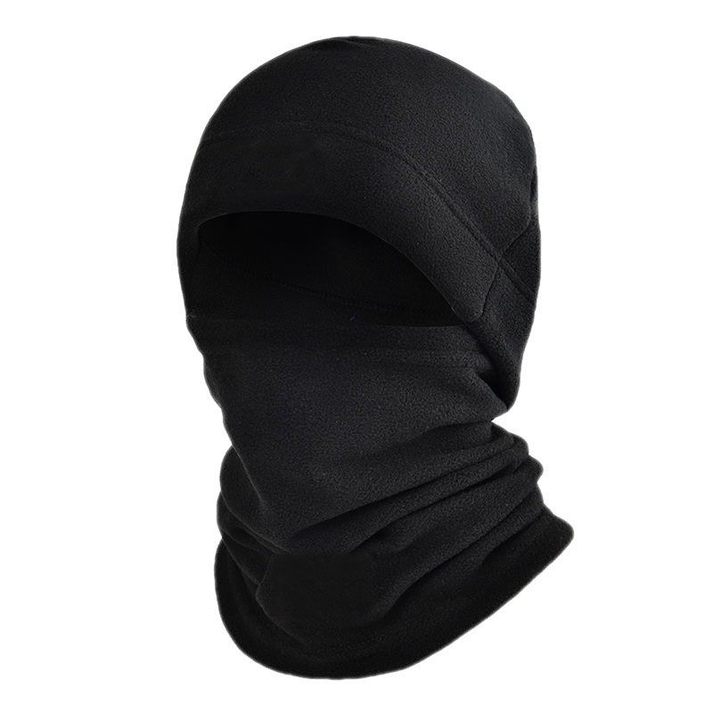 Winter Polar Coral Hat Fleece Balaclava Men Face Mask Neck Warmer Beanies Thermal Head Cover Tactical  Sports Scarf Caps(#Black Set)