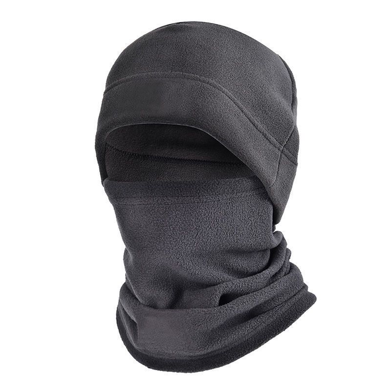 Winter Polar Coral Hat Fleece Balaclava Men Face Mask Neck Warmer Beanies Thermal Head Cover Tactical  Sports Scarf Caps(#Black Set)