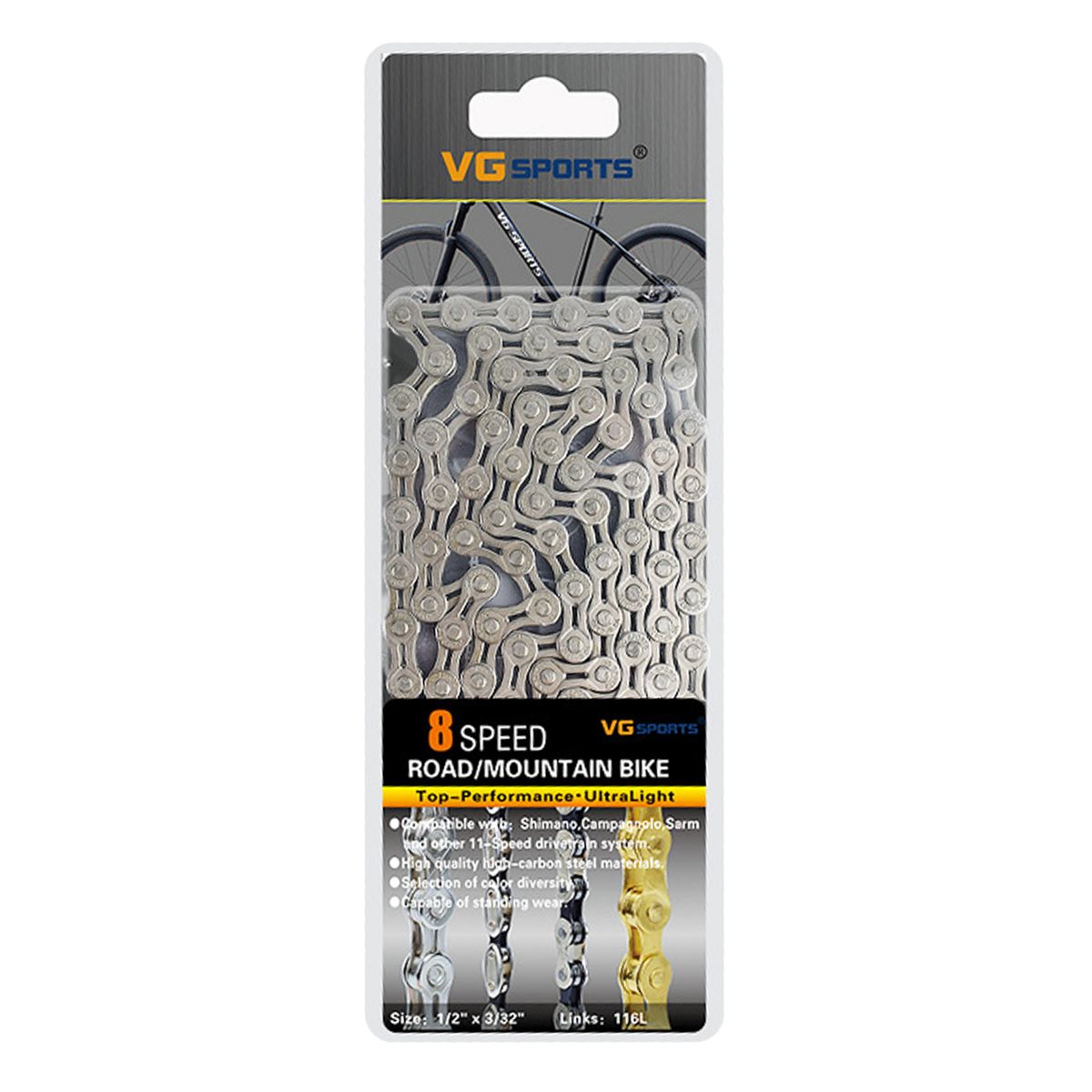 8/9/10/ Bike Chain 1/2" X 11/128" 116 Links  Silver