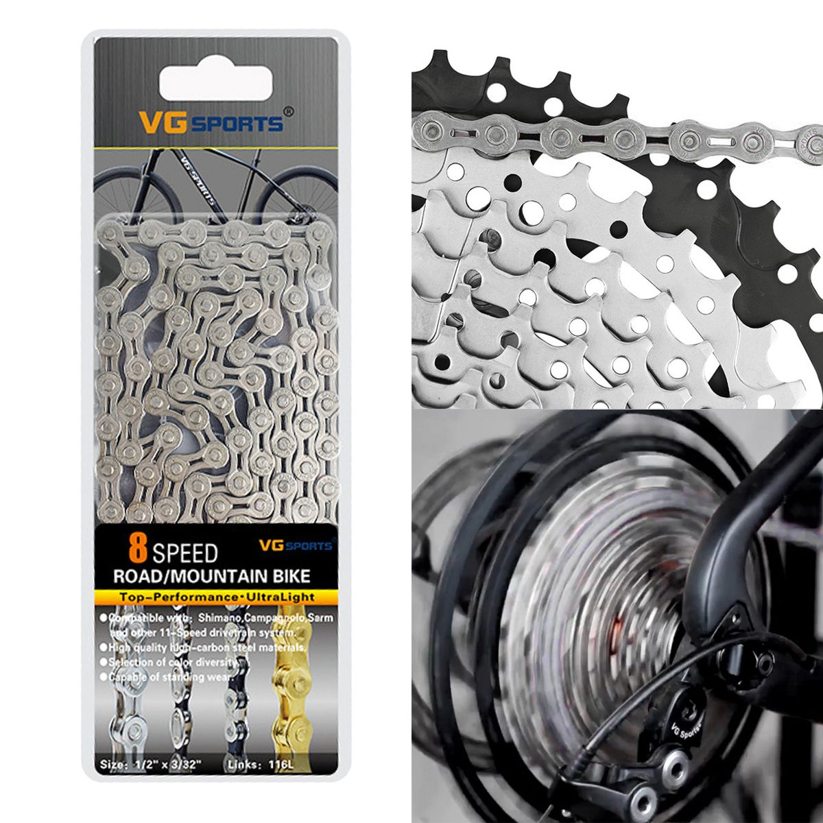 8/9/10/ Bike Chain 1/2" X 11/128" 116 Links  Silver