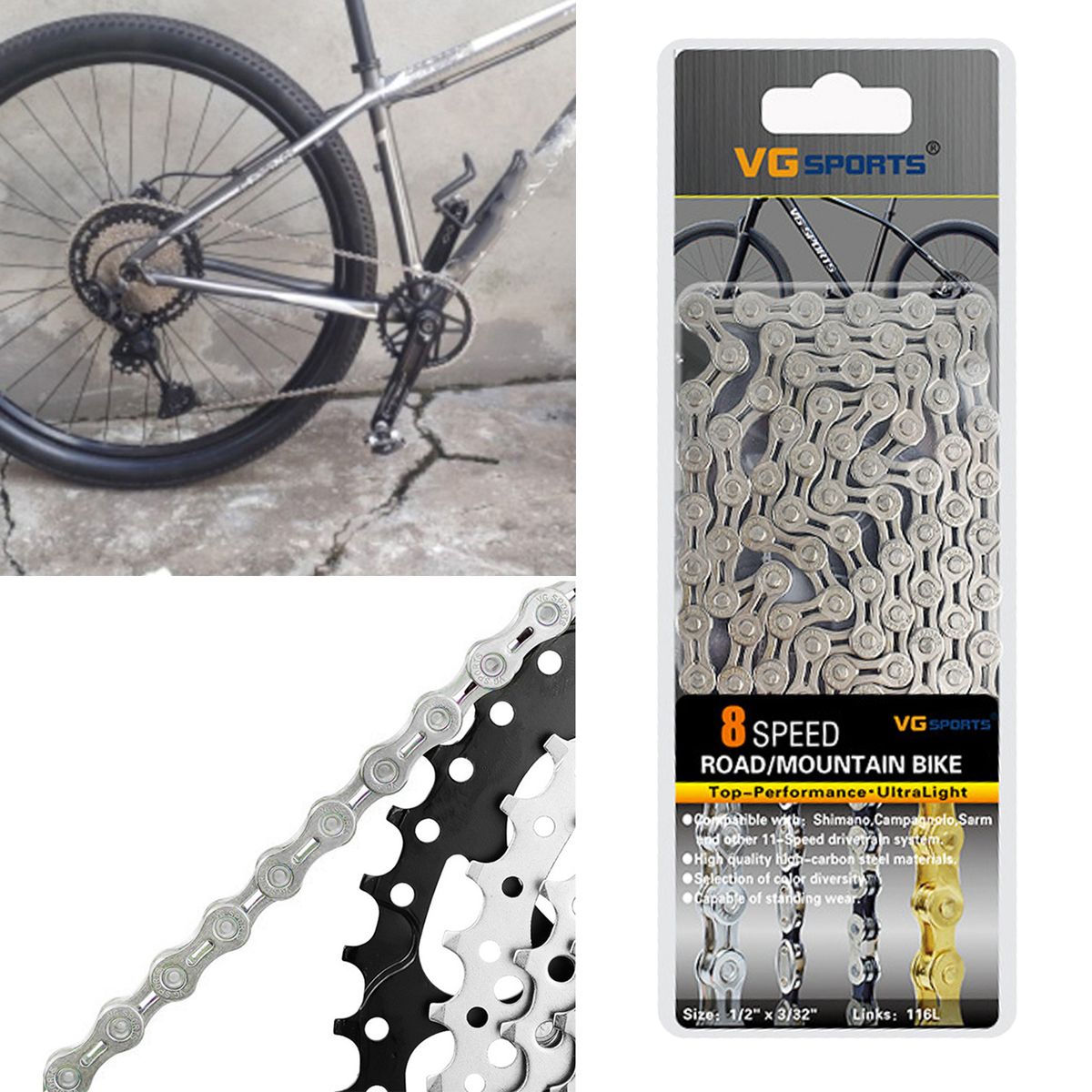 8/9/10/ Bike Chain 1/2" X 11/128" 116 Links  Silver