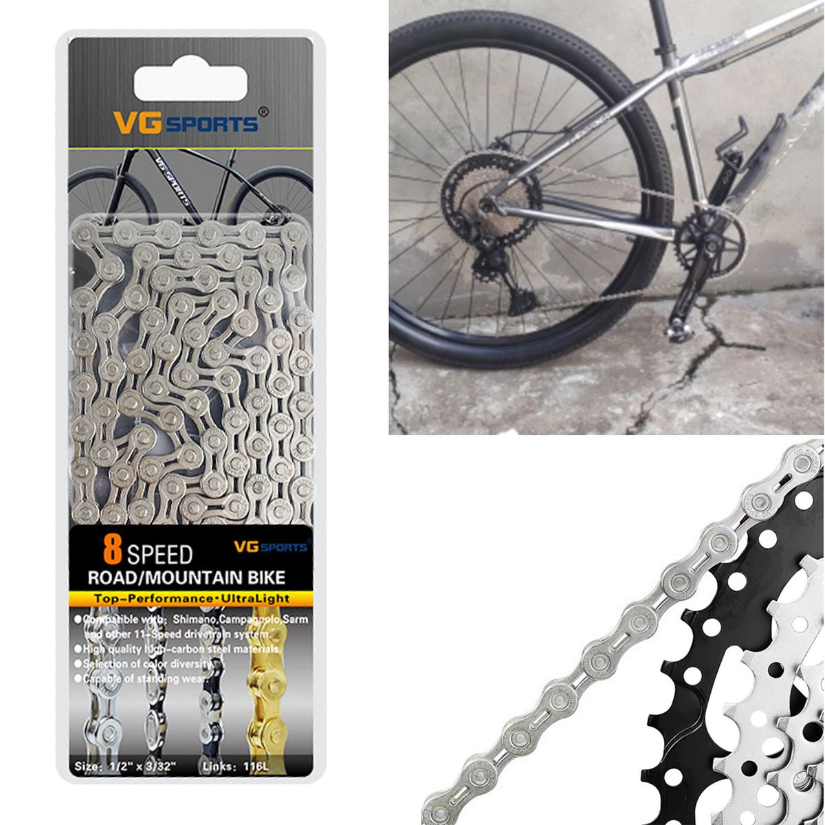 8/9/10/ Bike Chain 1/2" X 11/128" 116 Links  Silver