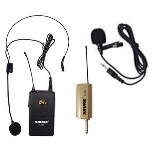 UHF Rechargeable Wireless Lapel/Tie-Clip Microphone System With Head Mic