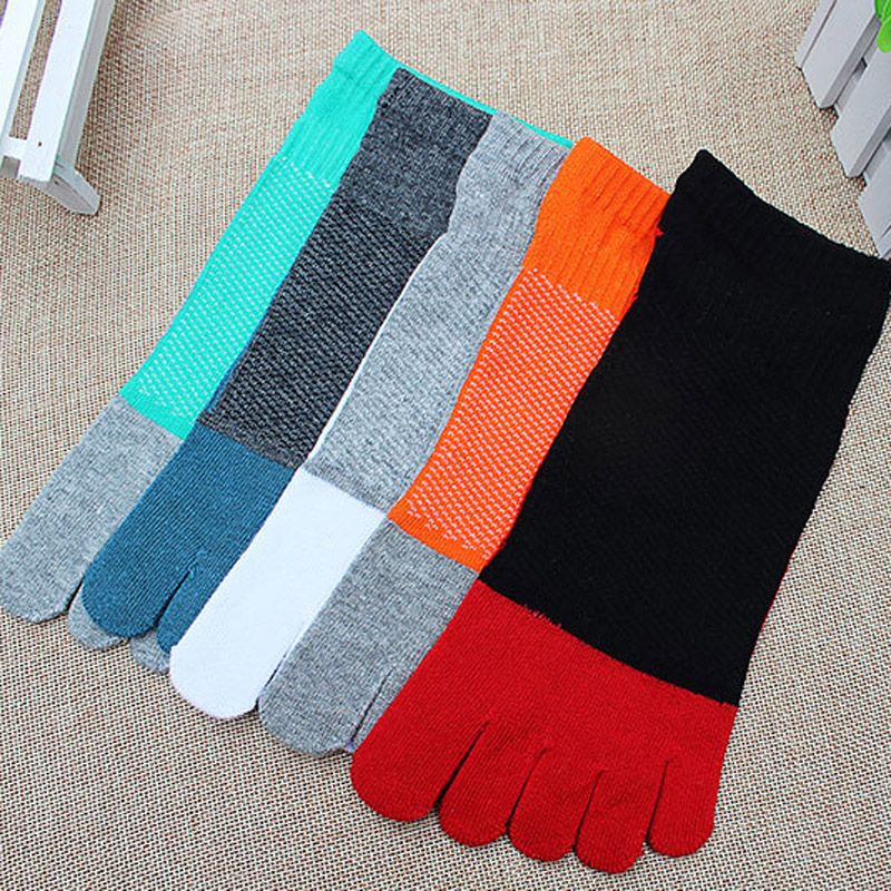 Mens Five Finger Toe Socks Cotton Running Mini Crew Socks (6 Pairs)