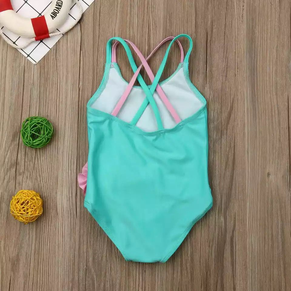 Flamingo 3D Flower One Piece Swimsuit For Girls (1year)