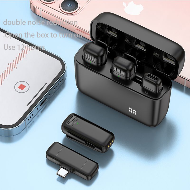Yaika Wireless Lavalier Microphone Digital Display Charging Case Mini Lapel Chip Mic For Phone Laptop Audio Video Recording