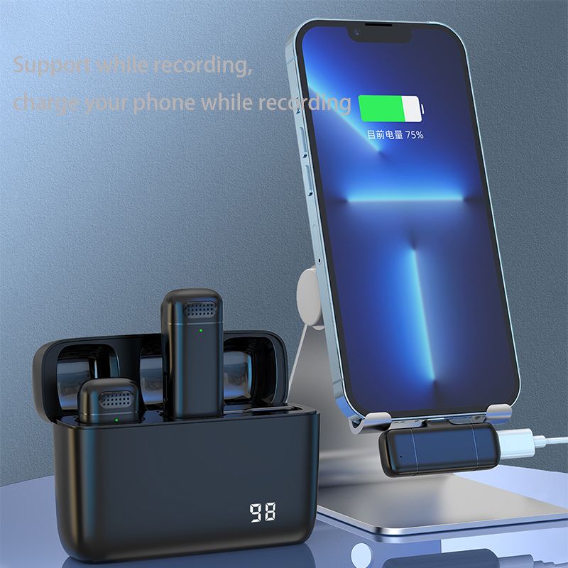 Yaika Wireless Lavalier Microphone Digital Display Charging Case Mini Lapel Chip Mic For Phone Laptop Audio Video Recording