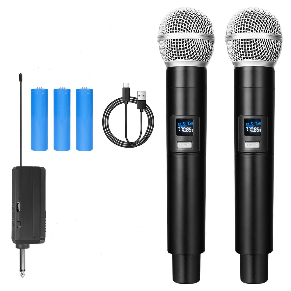 Wireless Microphone 2 Channels UHF Professional Handheld Mic Micphone For Party Karaoke Church Show Meeting