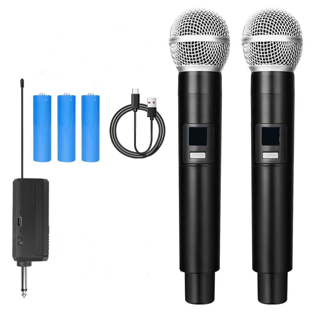 Wireless Microphone 2 Channels UHF Professional Handheld Mic Micphone For Party Karaoke Church Show Meeting