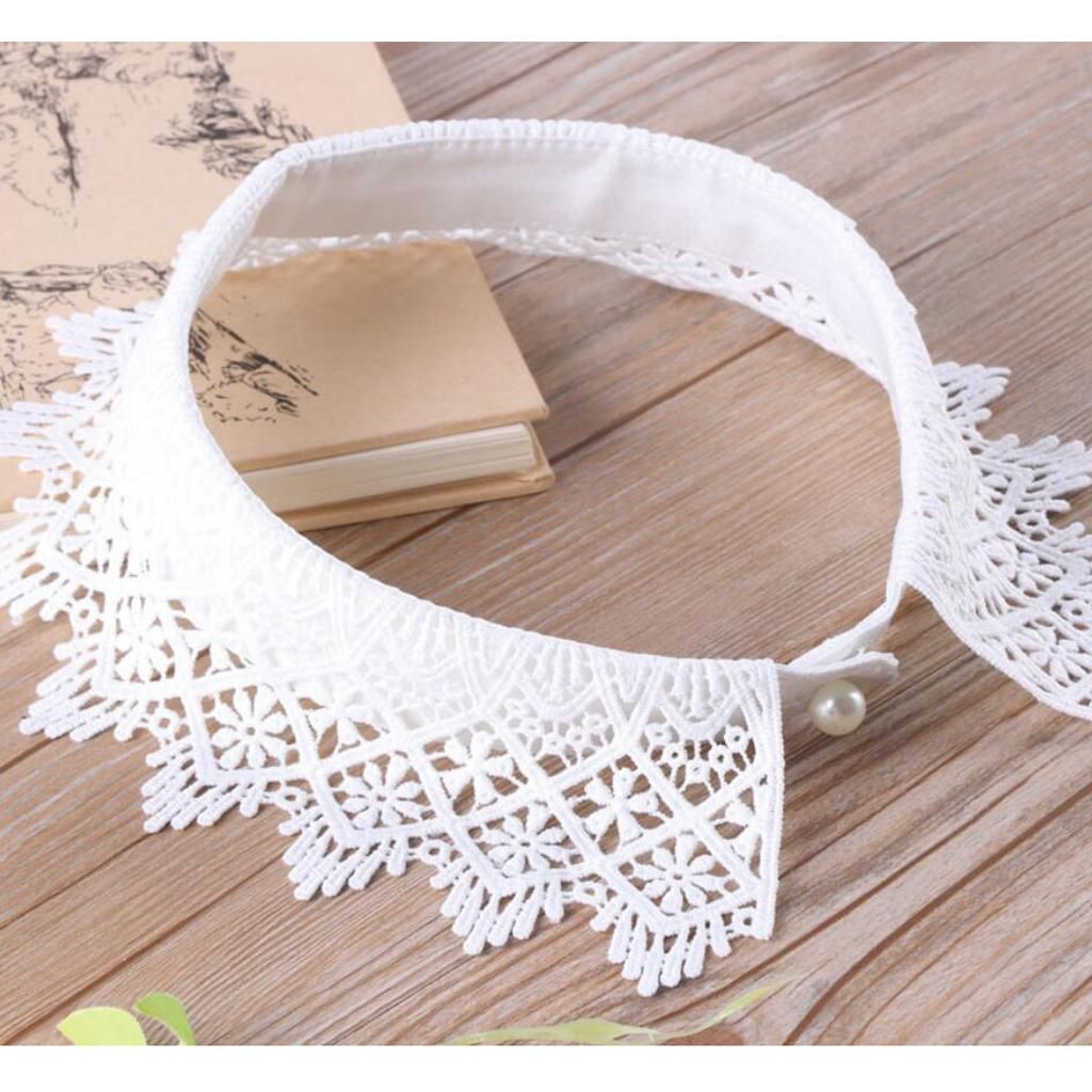 Women False Fake Collar Choker Necklace Detachable Lace Lapel White