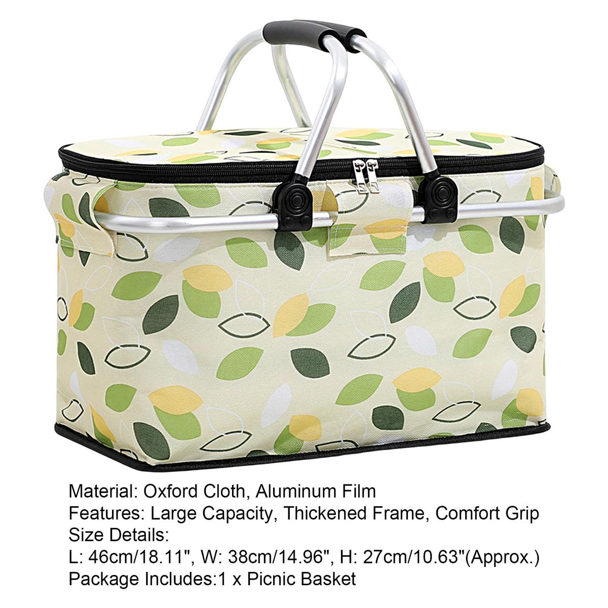 Insulation Basket Outdoor BBQ Storage Container Yellow and Green