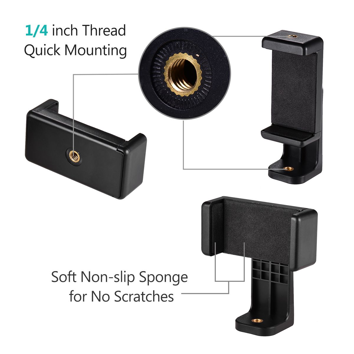 Smartphone Clamp Holder Phone Mount Adapter Phone Clip For