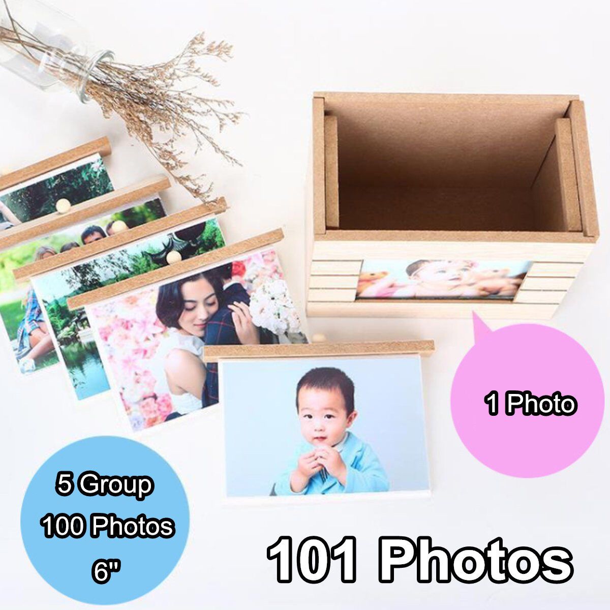 6inch 101 Photos Album Organizer Family Wedding Baby Memory Picture Storage Box